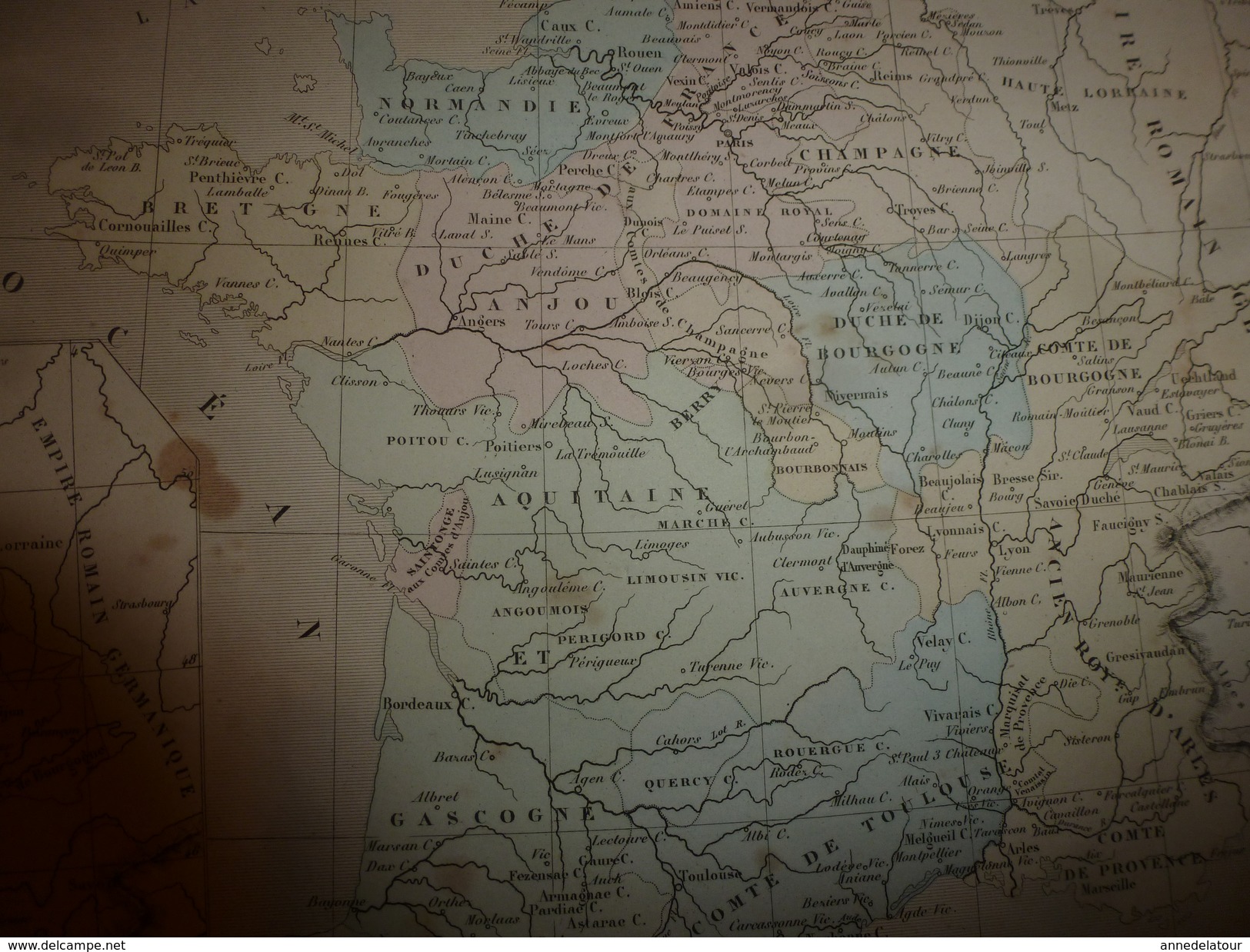 1861 Carte Géographique FRANCE FEODALE Av  CROISADES;Lieux Historiques De Révolte Communale,de La Guerre Des Albigeois - Cartes Géographiques