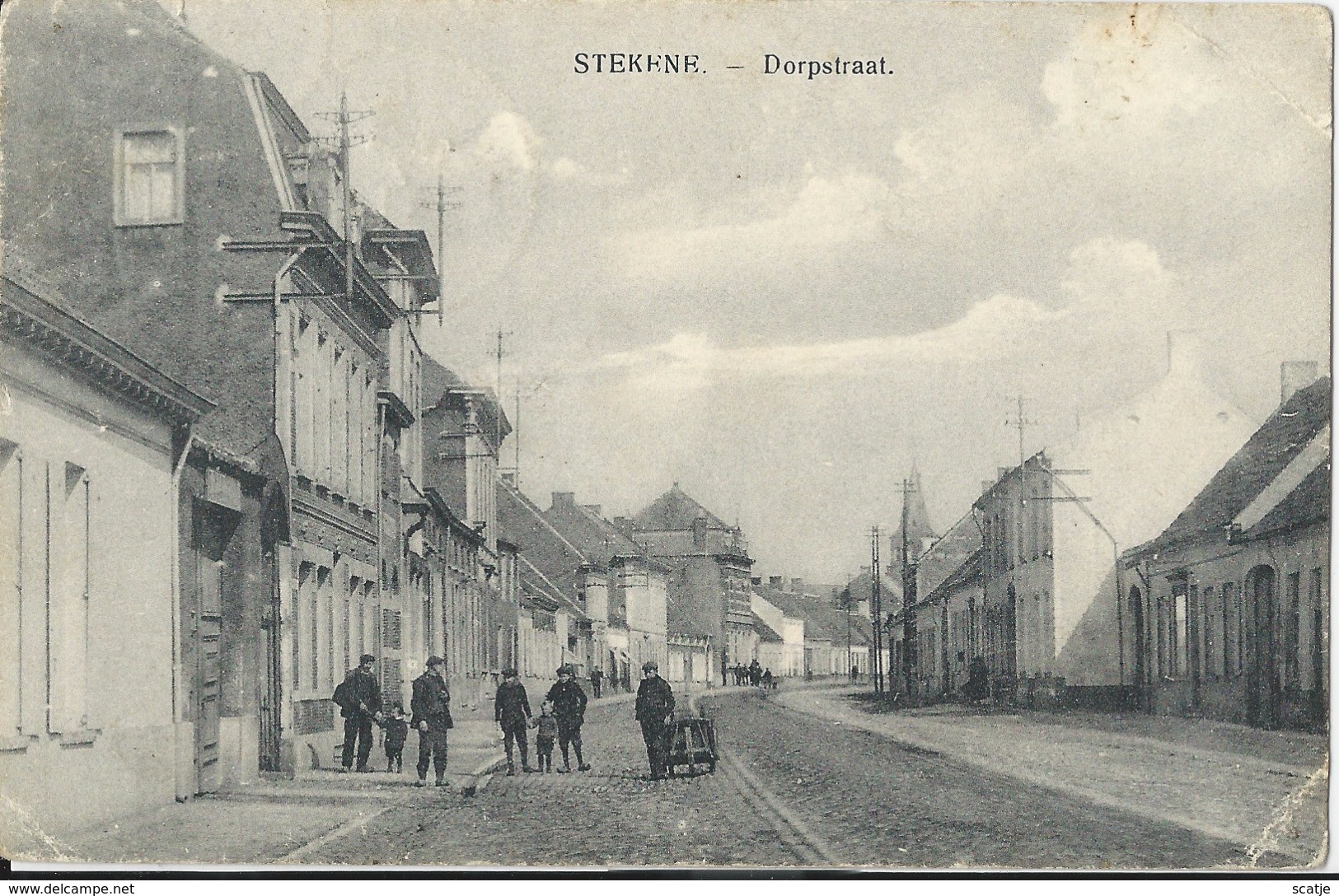 Stekene.   -   Dorpstraat.  (zwakke Hoekjes)   1919   Naar   Gand   -  St. Niklaas   -    Poste  Militaria - Stekene
