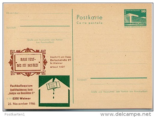 DDR P84-21-86 C150 Postkarte Zudruck KOLLOQUIUM BAUSCHÄDEN Weimar 1986 - Private Postcards - Mint