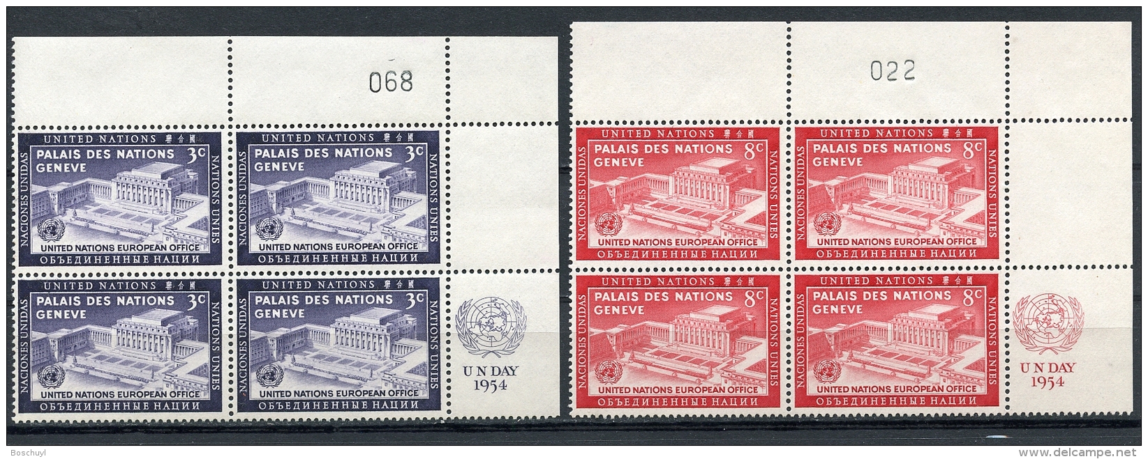 United Nations New York, 1954, UN Day, UR MI4 With Control Numbers, MNH, Gaines 27-28, Michel 31-32 RZf KN - Sonstige & Ohne Zuordnung