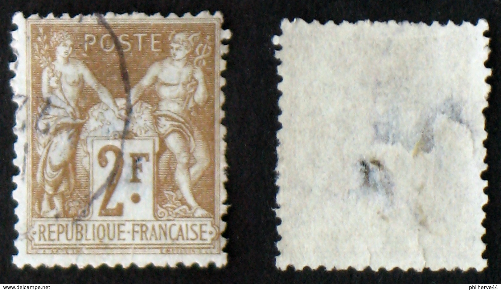 N° 105 2F SAGE Bistre/azuré Déf. Aspect TB Cote 55€ - 1898-1900 Sage (Type III)