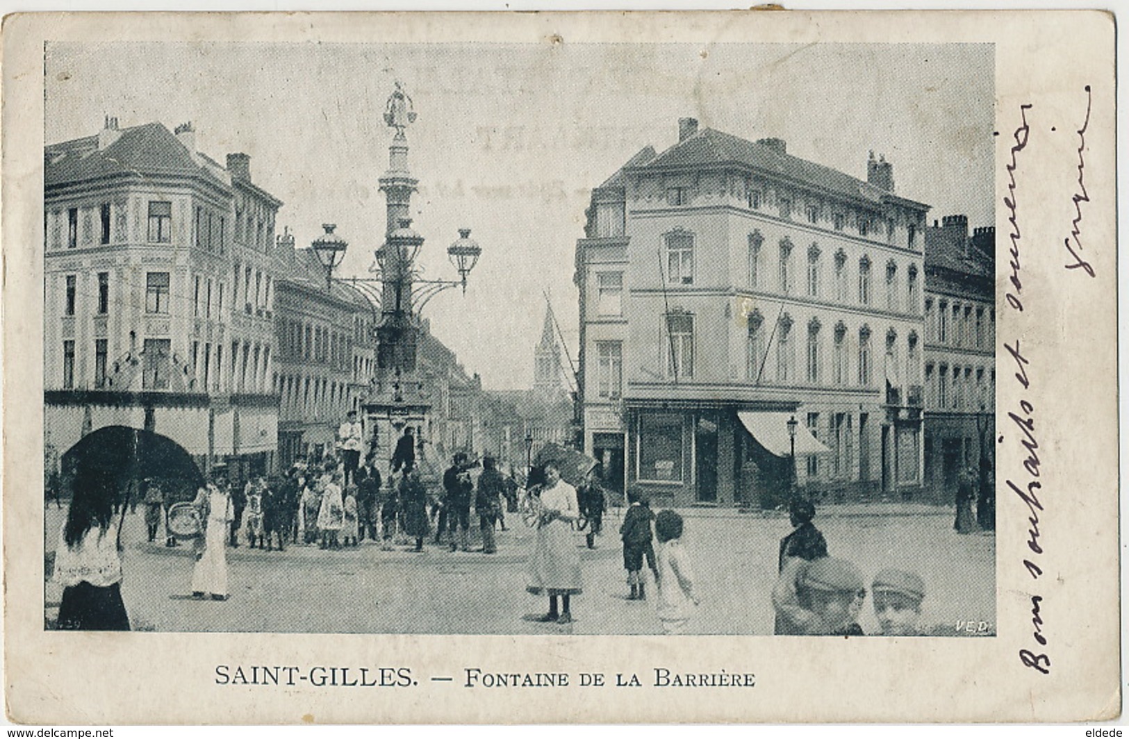 Saint Gilles Fontaine De La Barriere  1903 2 Cachets Bousval Et Namur - St-Gilles - St-Gillis