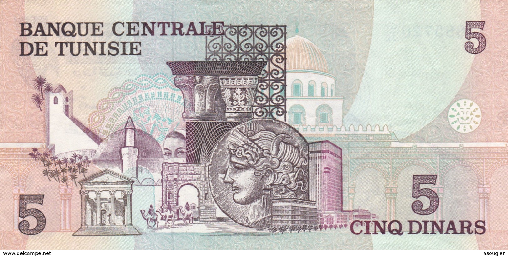 TUNISIA 5 DINARS 1973 VF P-71 - Tunisie