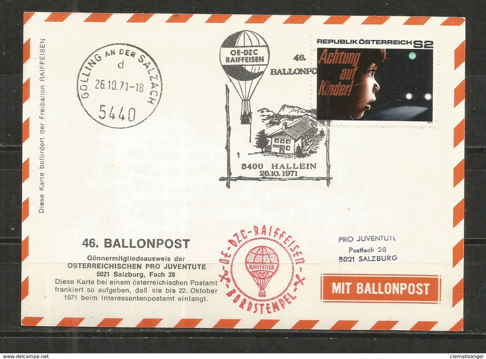 244t * ÖSTERREICH * BALLONPOST 1971 * MIT ALLEN STEMPELON  **!! - Par Ballon