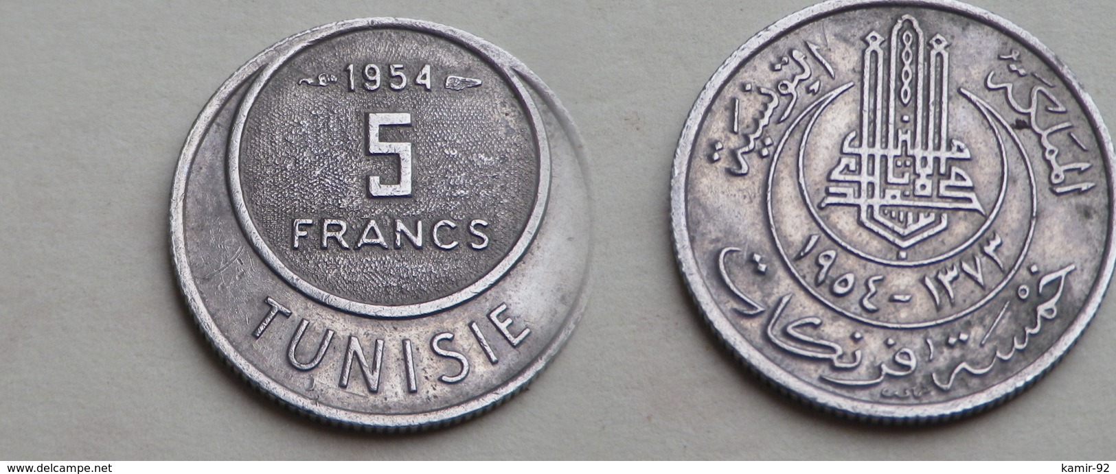 Tunisie   5 Francs 1954 Cupronickel  TTB++ - Túnez