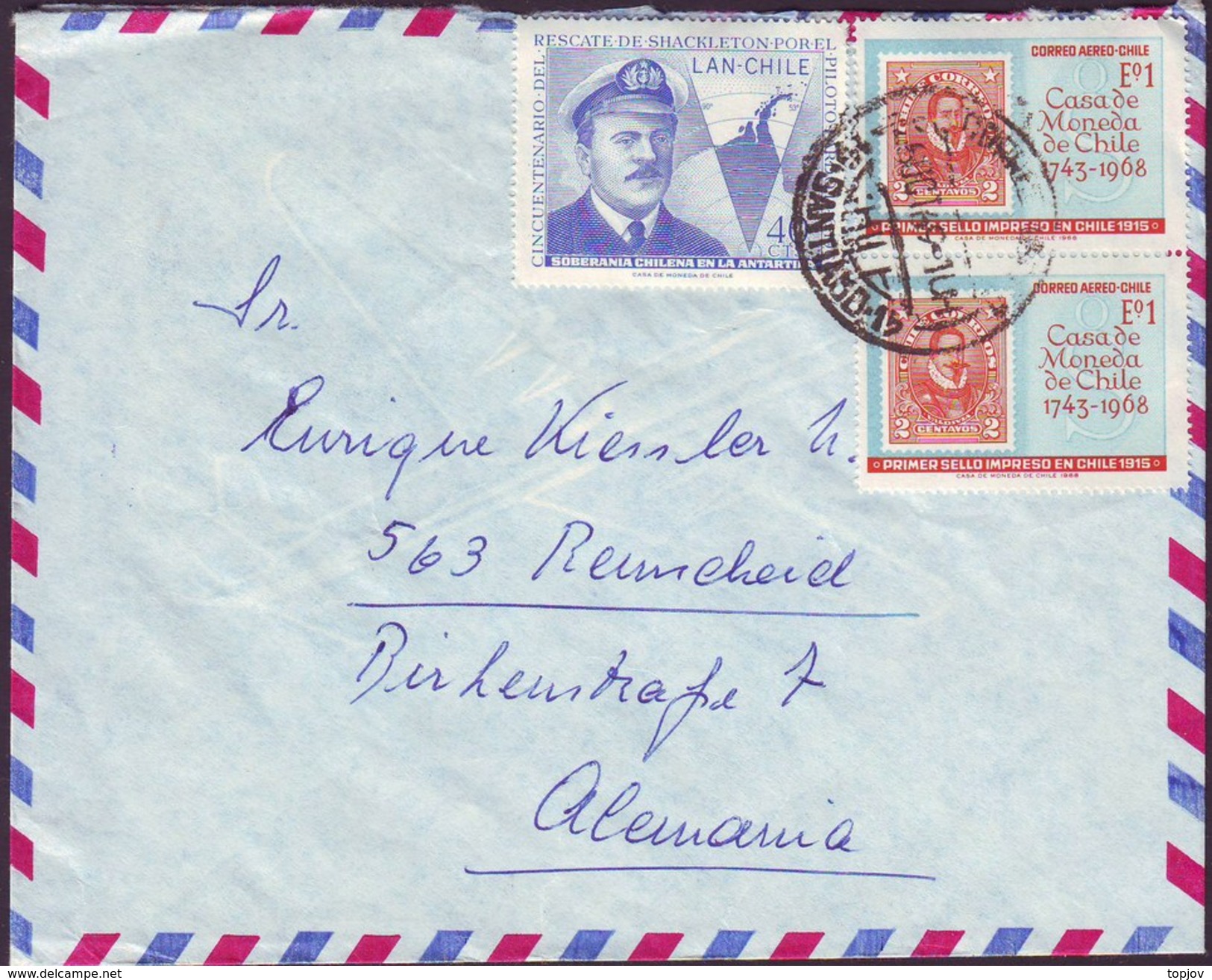 CHILE - AIR LETTER - SHACKLETON - PARDO - EXPEDICION - MAPS - 1969 - Explorateurs & Célébrités Polaires