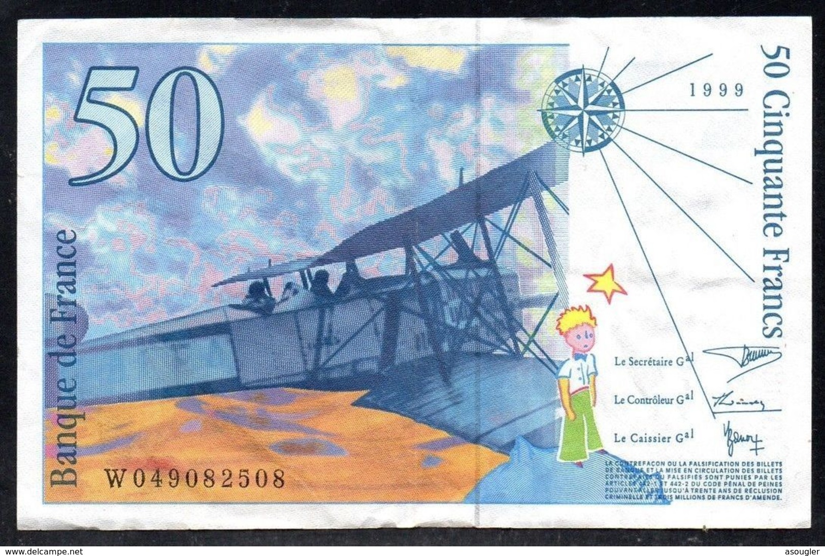 FRANCE 50 FRANCS 1999 VF P-157Ad - 50 F 1992-1999 ''St Exupéry''