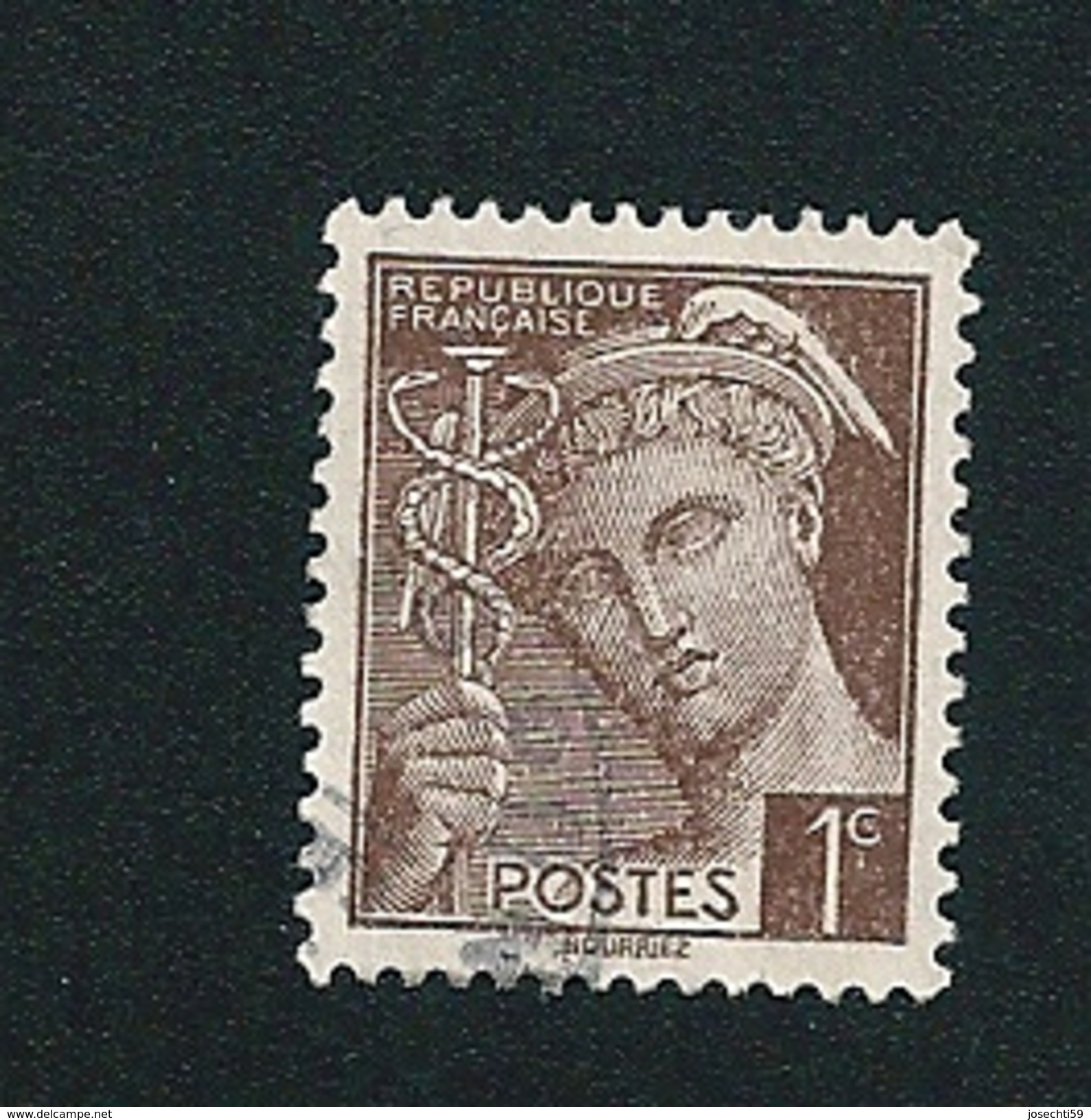 N° 404 Mercure 1ct  (Poste) Brun Claire France Oblitéré 1938 - 1941 - Oblitérés