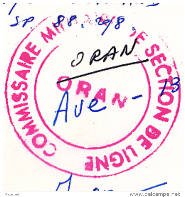 Cachet Double Couronne "Commissaire Militaire De Section De Ligne - Oran - Circ 1960 Sur CP, Mers El Kébir - Guerra D'Algeria