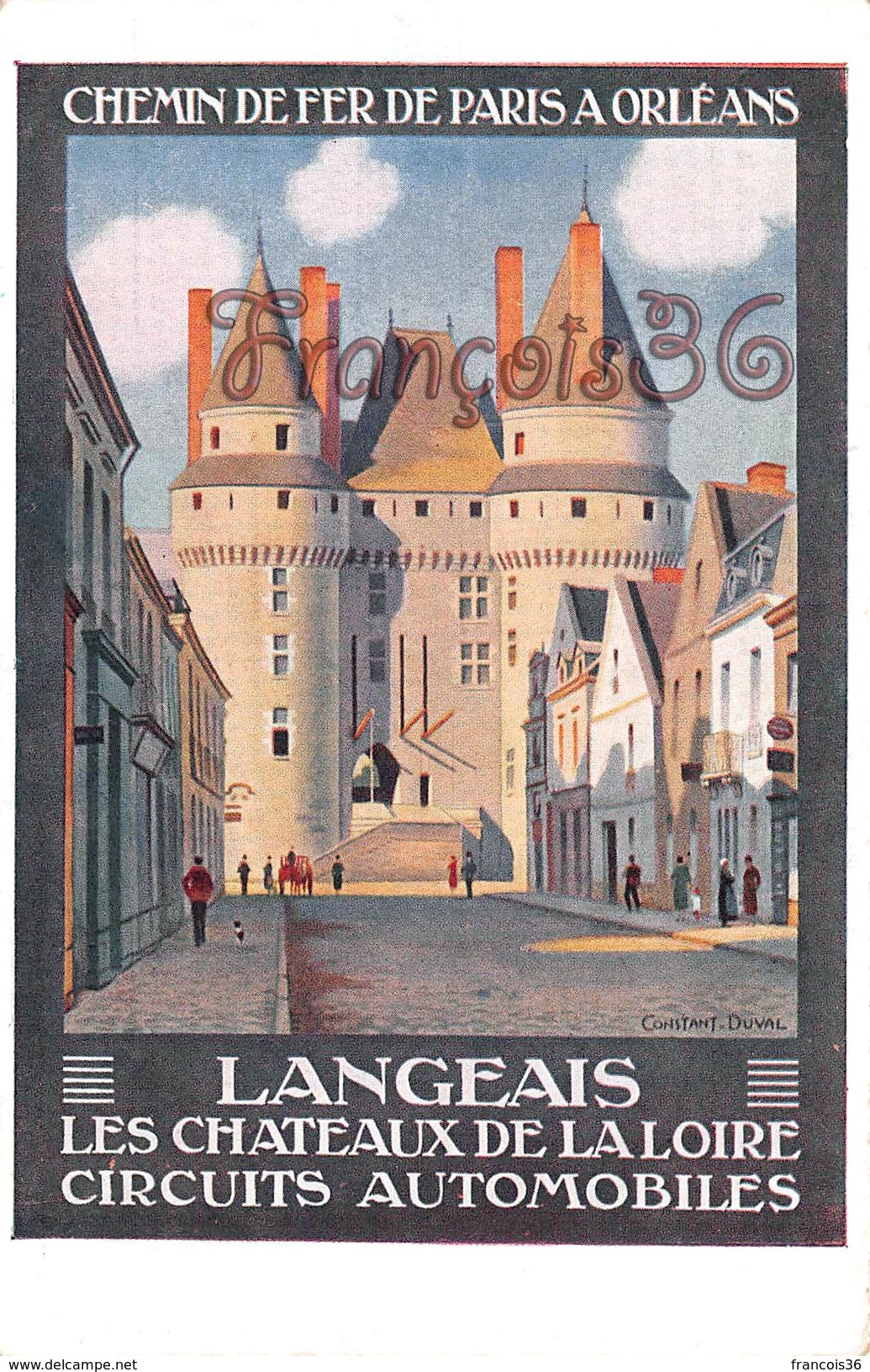 CPA Illustration : Chemin De Fer De Paris à Orléans - LANGEAIS Les Chateaux De La Loire - TTBE Constant Duval - 2 SCANS - Andere & Zonder Classificatie