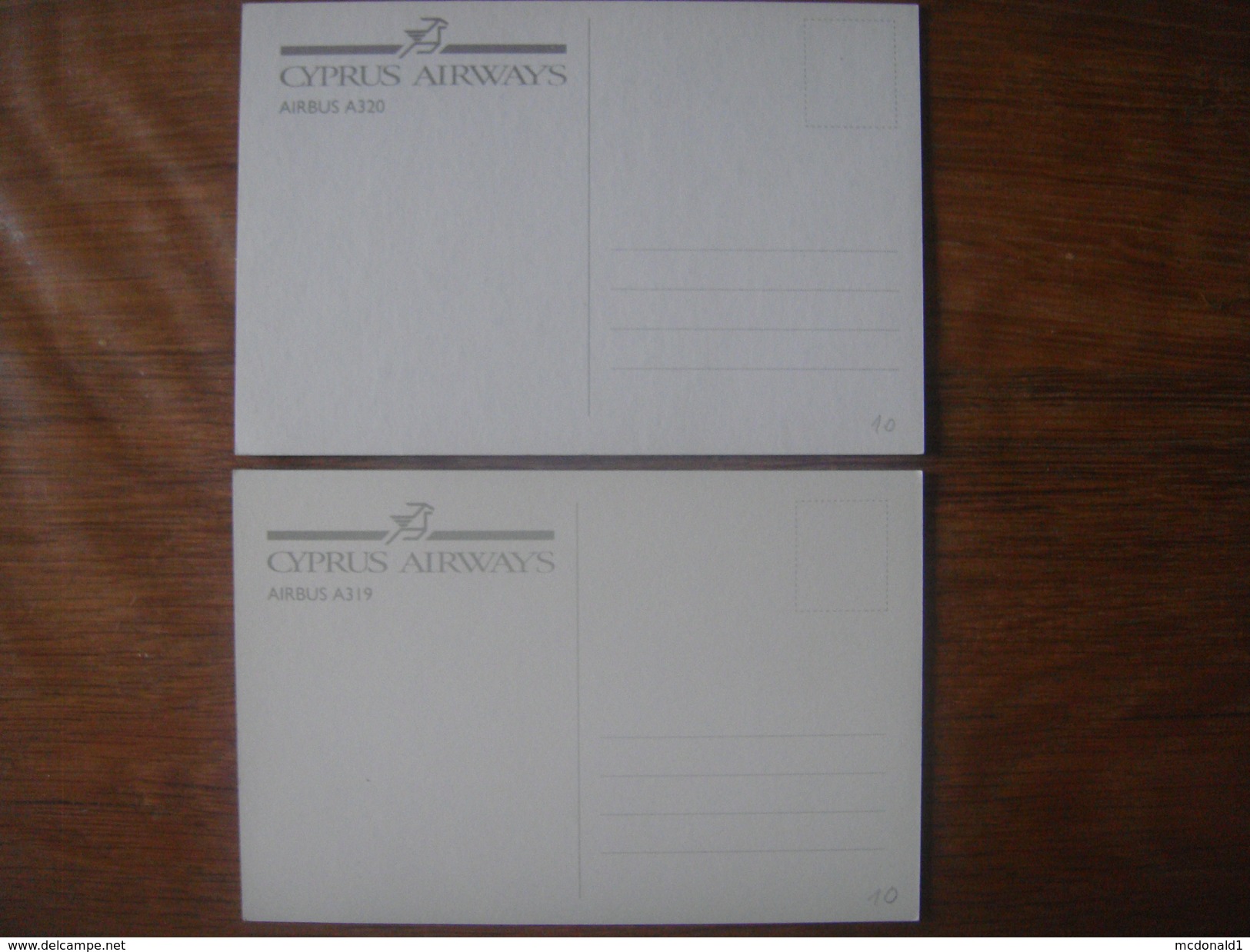 Lot De 2 Cartes : AVION Aviation Vliegtuig Luchtvaart Plane : CYPRUS AIRWAYS --- Airbus A320 / Airbus A319 - 1946-....: Moderne