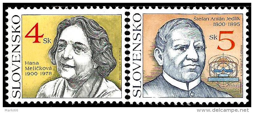 Slovakia - 2000 - Personalities - Stefan Jedlik, Hana Melickova - Mint Stamp Set - Ungebraucht