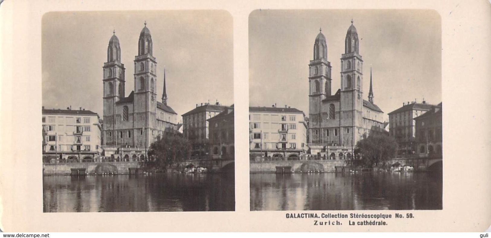 Collection Stéréoscopique GALACTINA N°59/ZURICH La Cathédrale-photos Stéréoscopiques NPG 1906 - Stereoscopic