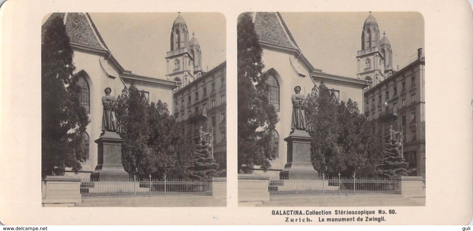 Collection Stéréoscopique GALACTINA N°60/ZURICH Le Monument Zwingli -photos Stéréoscopiques NPG 1906 - Stereo-Photographie