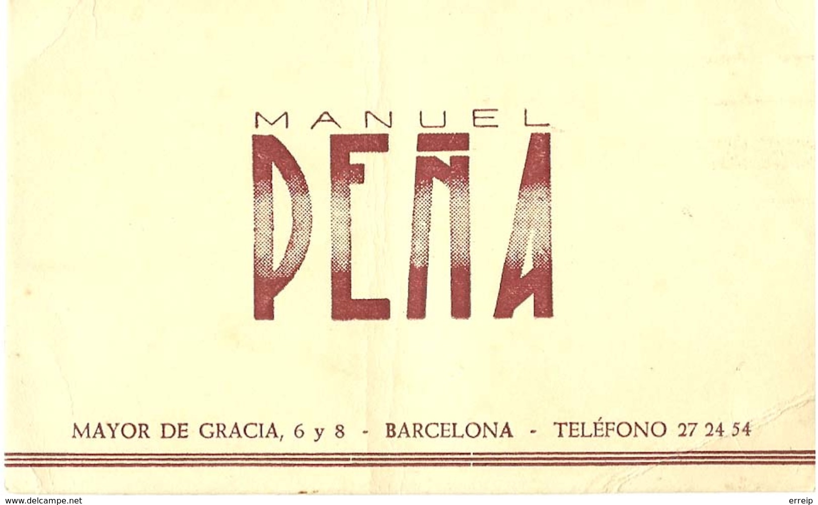 Manuel Pena   Barcelona Carte De Visite - Tarjetas De Visita