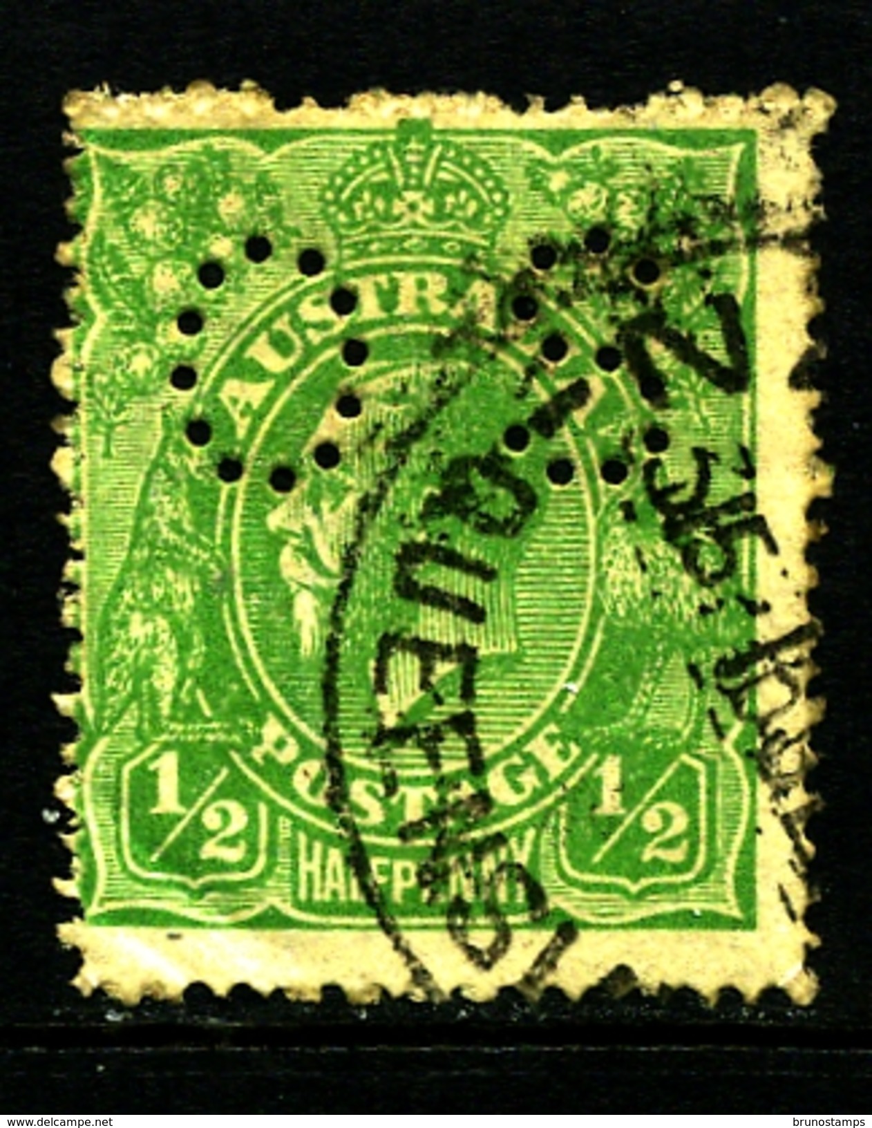 AUSTRALIA - 1918  KGV HEAD  1/2 D GREEN LARGE MULTIPLE WMK PERFORATED OS FINE USED  SG O61 - Used Stamps