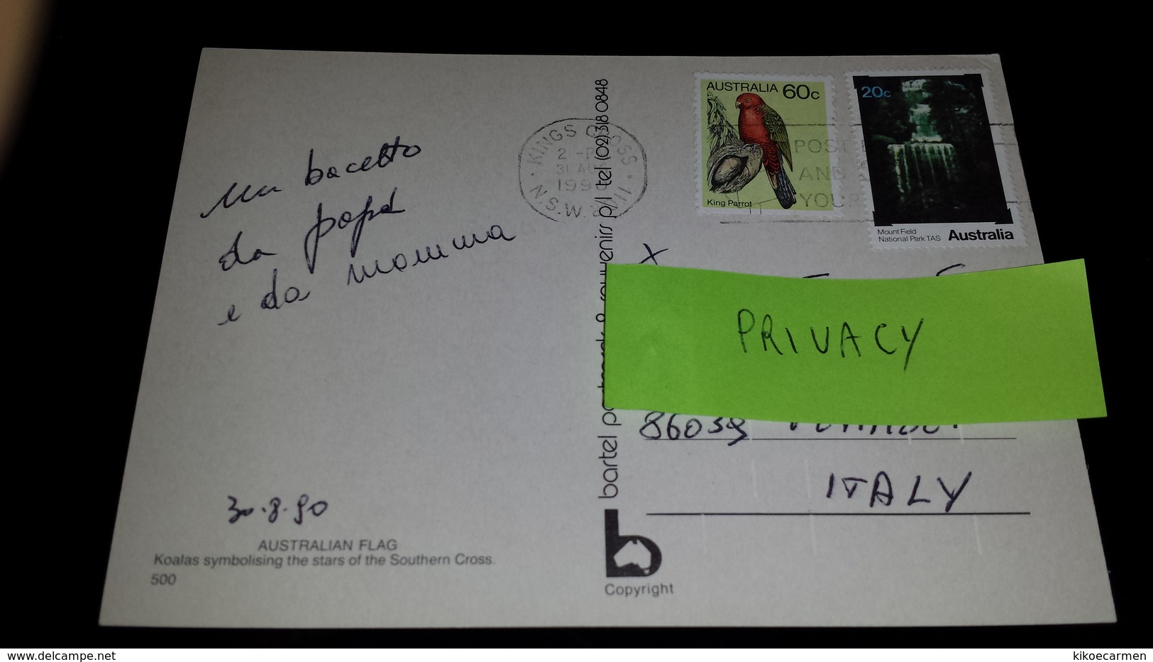 AUSTRALIA 1990 Parrot Mount Field Falls Wallaby New Ungummed Unused Letter Airmail To Italy Usato Used On COMPLETE COVER - Covers & Documents