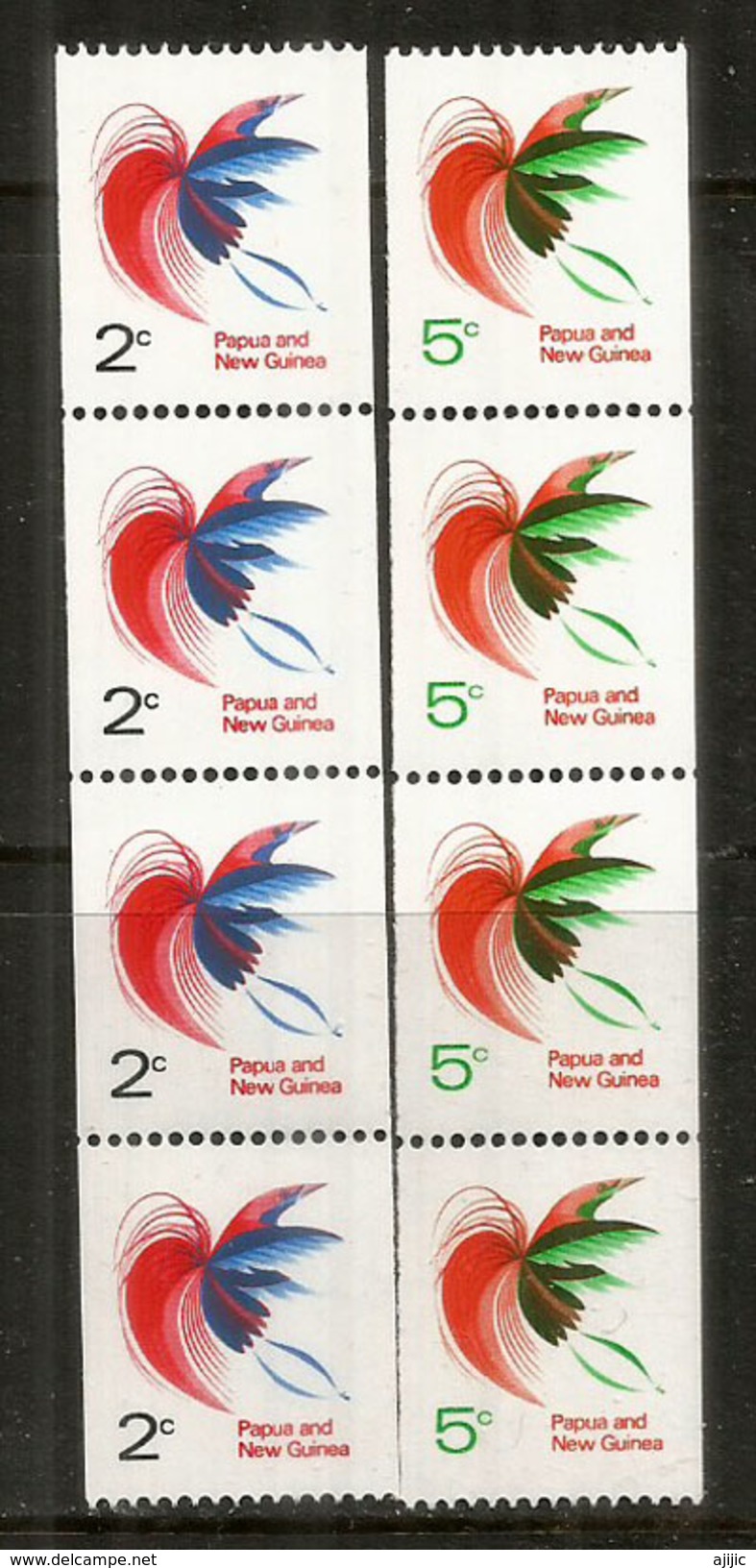 Oiseaux De Paradis De Papouasie,  2 Bandes De Timbres (roulettes) Se-tenant, Neufs ** - Papageien