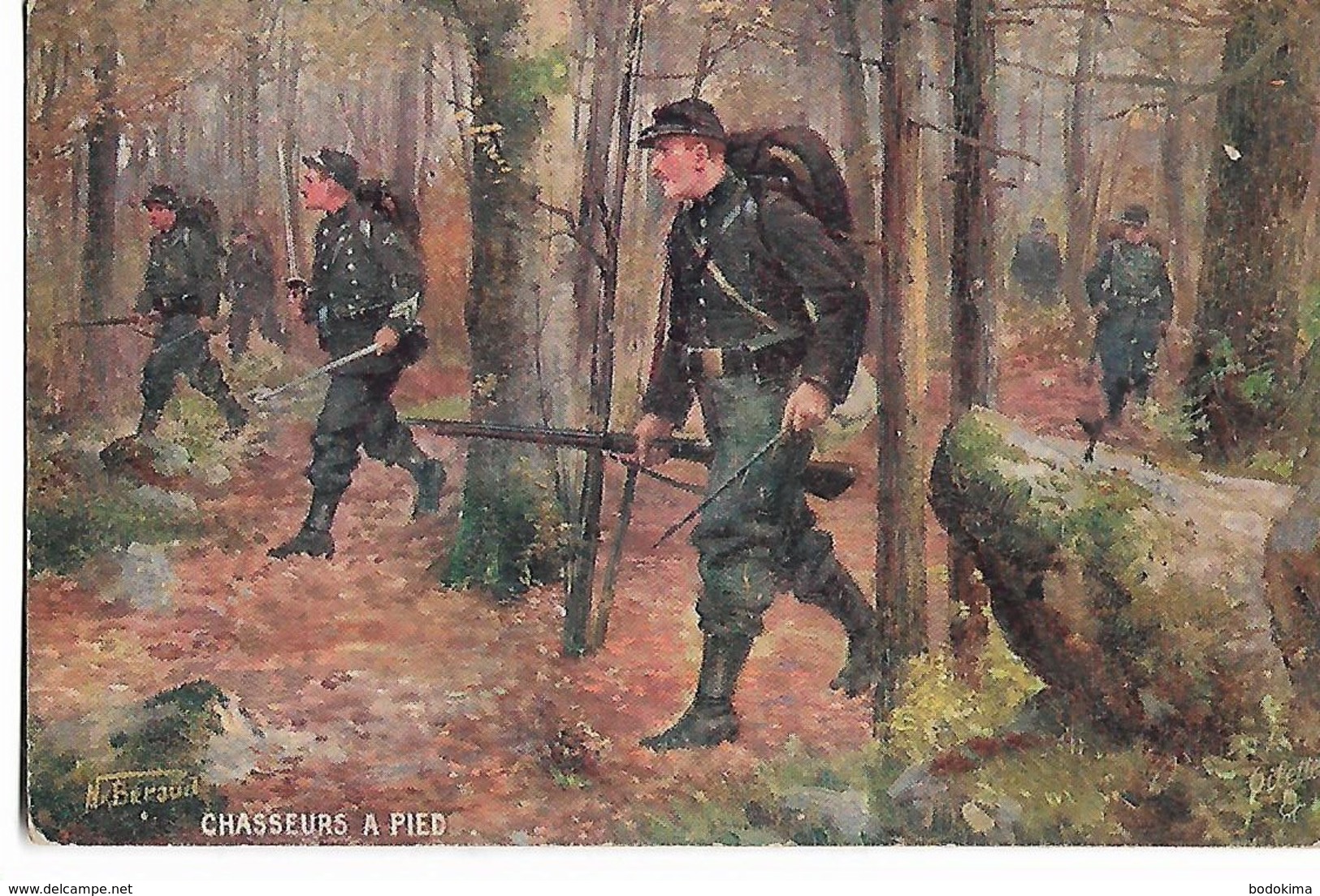 " Chasseurs  à  Pied   "  (   Militaire  )   Tuck   "Oilette  " - Beraud