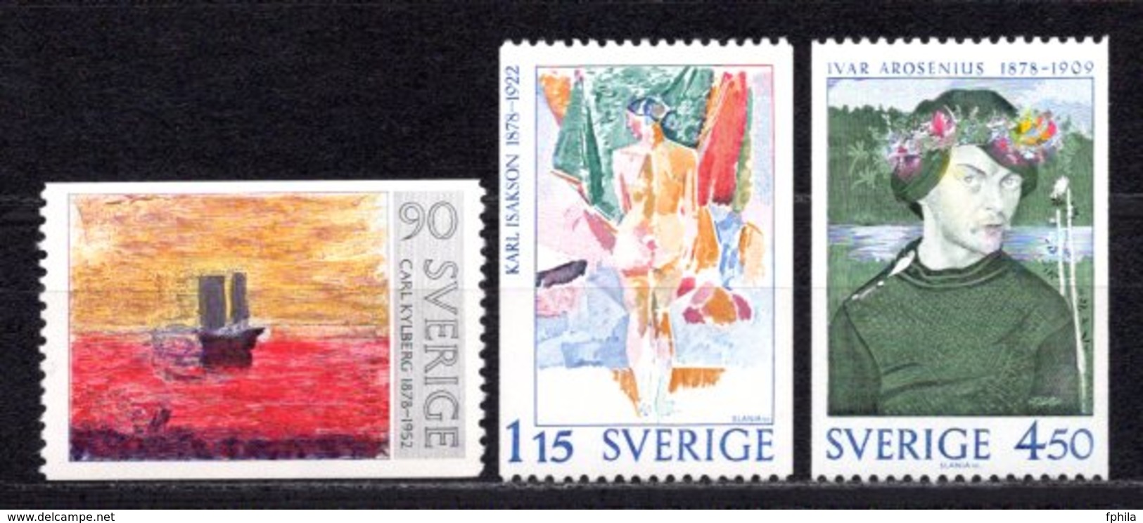 1978 SWEDEN PAINTINGS MICHEL: 1034-1036 MNH ** - Impressionismus