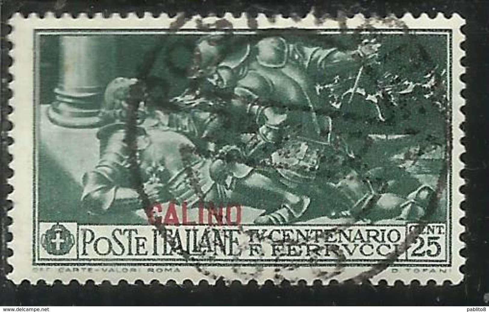 EGEO 1930 CALINO FERRUCCI CENT. 25 CENTESIMI USATO USED OBLITERE' - Egée (Calino)