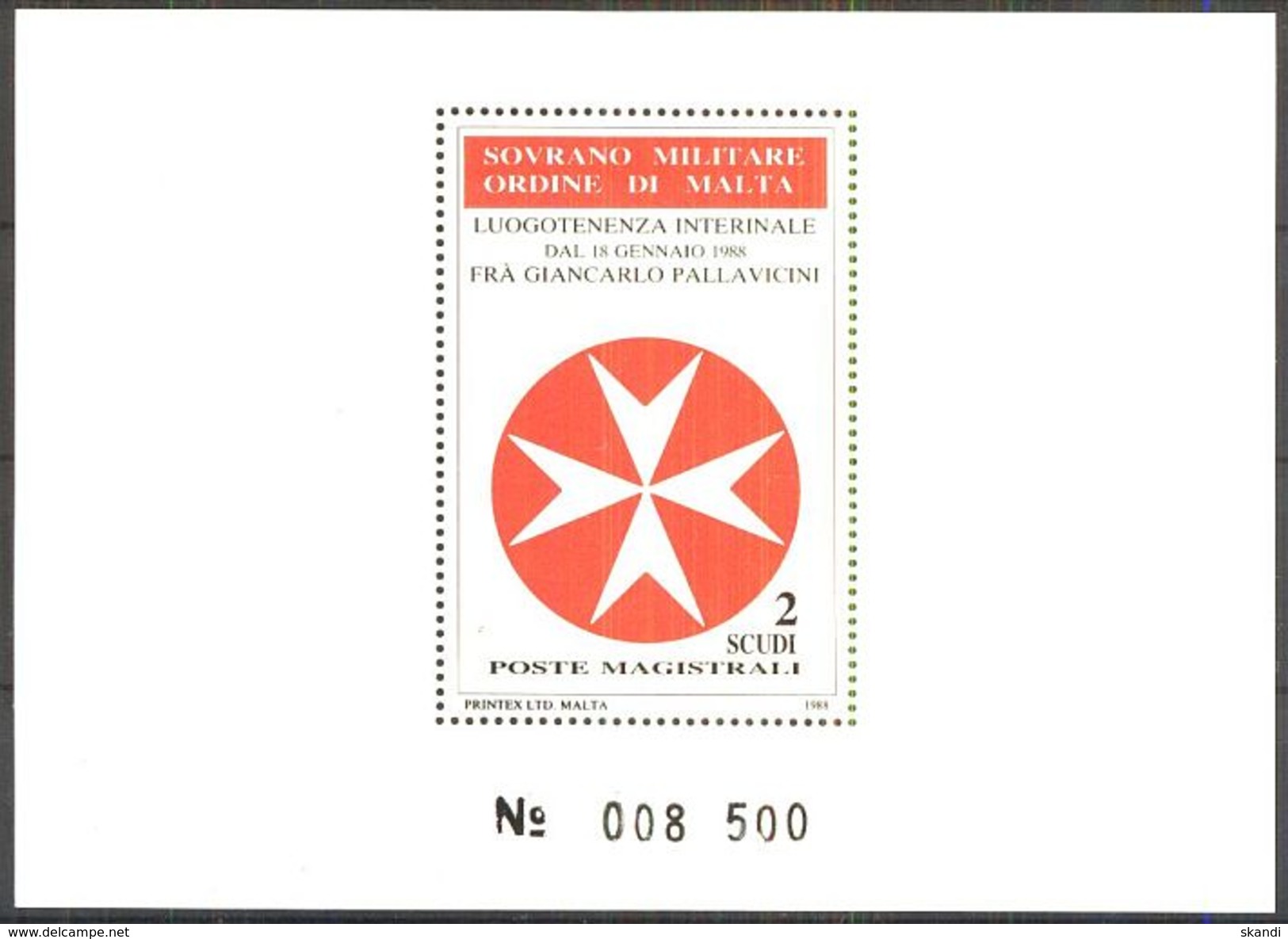 ORDEN VON MALTA 1988 Block Luogotenenza Interinale 1988 ** MNH - Malta (Orden Von)