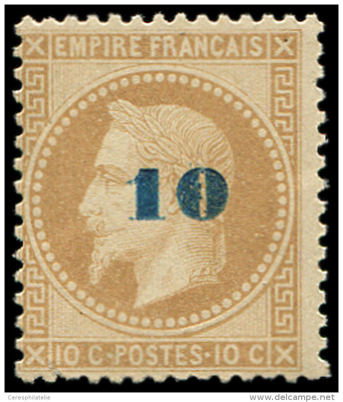 34   10 S. 10c. Bistre, Surcharge Bleu Fonc&eacute;, Fra&icirc;cheur Postale, TTB. C - Autres & Non Classés