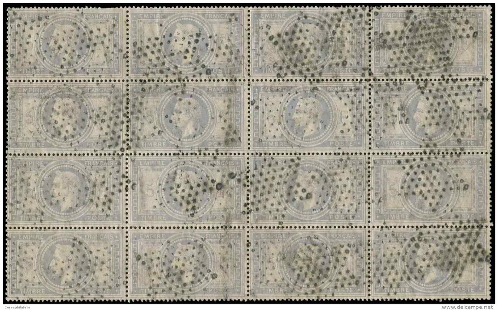 33    5f. Violet-gris, BLOC De 16 Obl. ETOILE, 2 D.c. Sur 1er T., Trou D'&eacute;pingle S. Le 2e, Pi&egrave;ce EXCEPTION - Autres & Non Classés