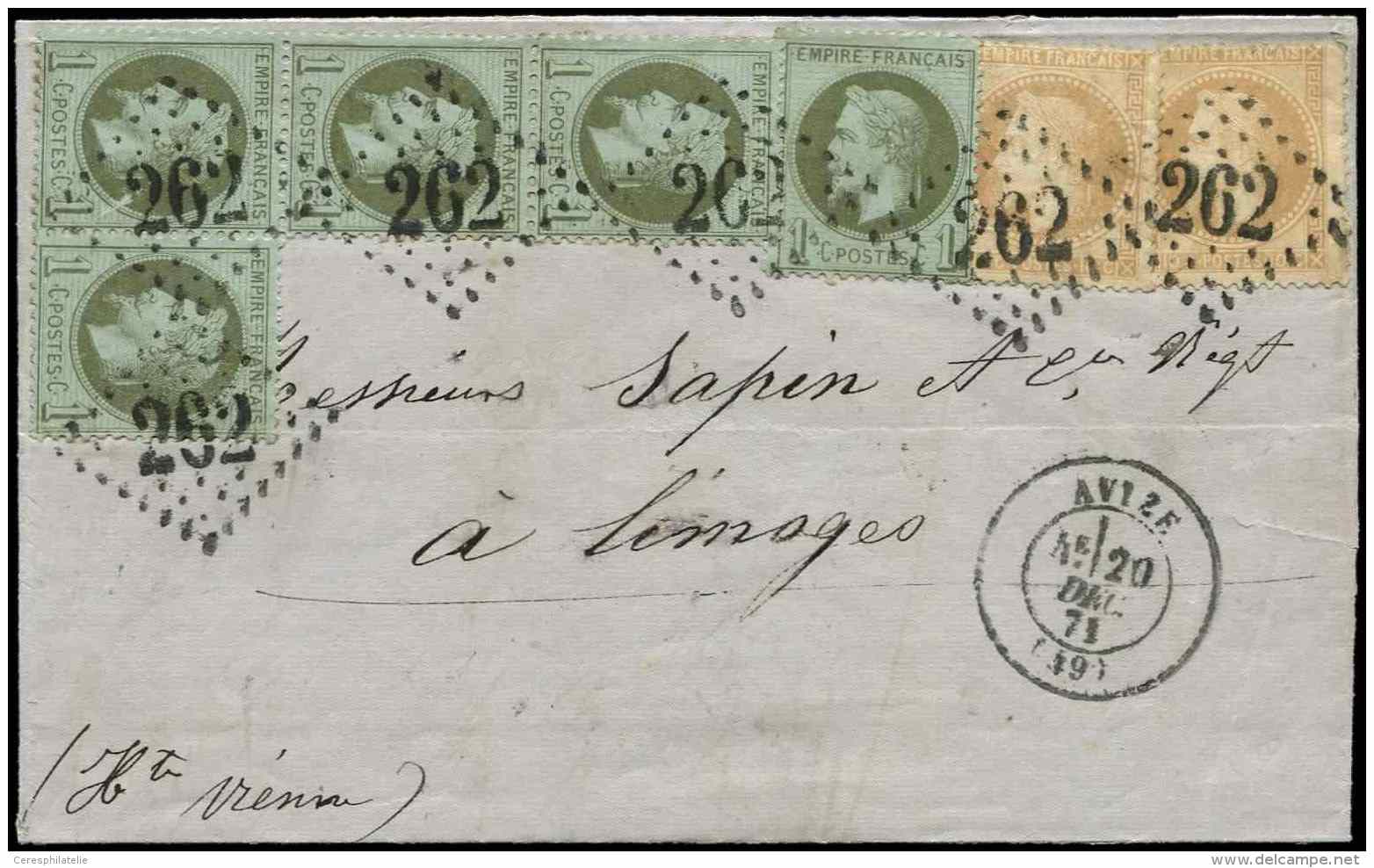 25    1c. Bronze, BLOC De 4 Et Unit&eacute; + N&deg;28B 10c. Bistre T II (2), Obl. GC 262 S. LAC, C&agrave;d T17 AVIZE 2 - Autres & Non Classés