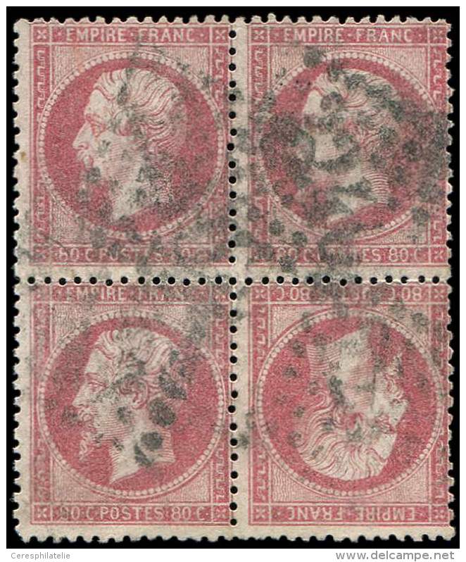 T24b 80c. Rose, TETE BECHE Dans Un BLOC De 4 Obl. GC 2240, Rare Et TB. C - Autres & Non Classés