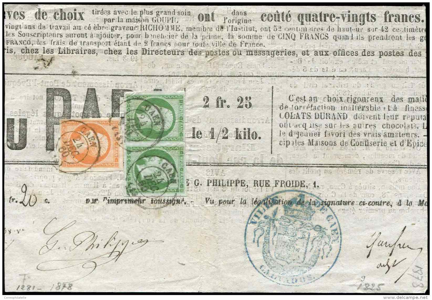 12    5c. Vert, PAIRE + N&deg;16 40c. Orange, Tous Obl. C&agrave;d CAEN 24/12/50 S. Fragt De Journal, TB - Autres & Non Classés