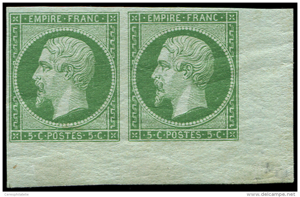 12    5c. Vert, PAIRE COIN De FEUILLE, Quasiment **, Inf. Froiss., Grande Fra&icirc;cheur, TTB, Certif. JF Brun - Other & Unclassified