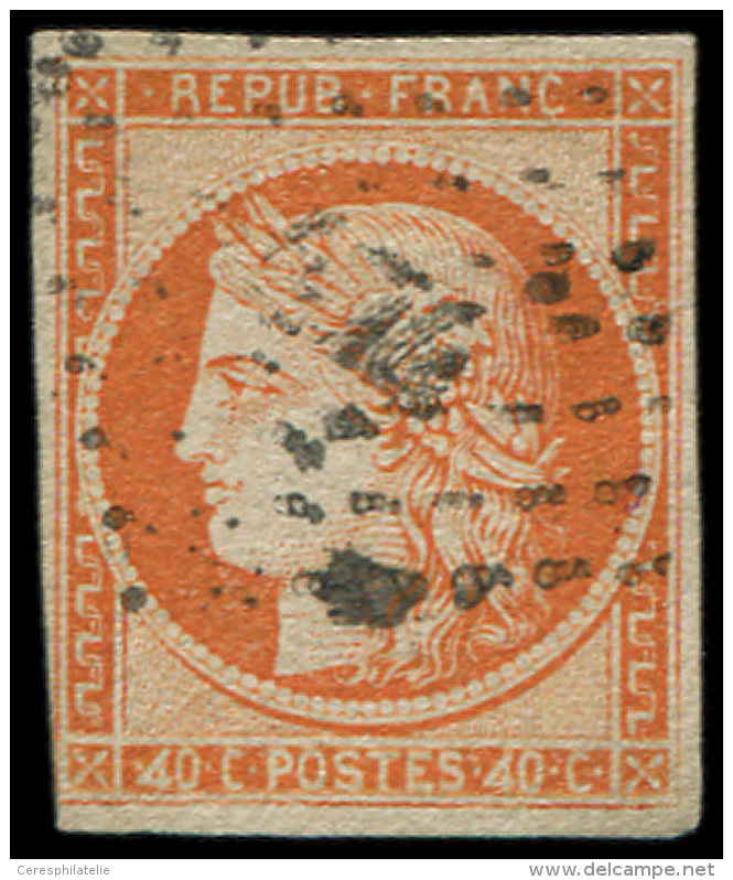 5d   40c. Orange, 4 RETOUCHE, Obl. PC 74, Fente Et Au Filet Dans Un Angle, B/TB. Br - Autres & Non Classés