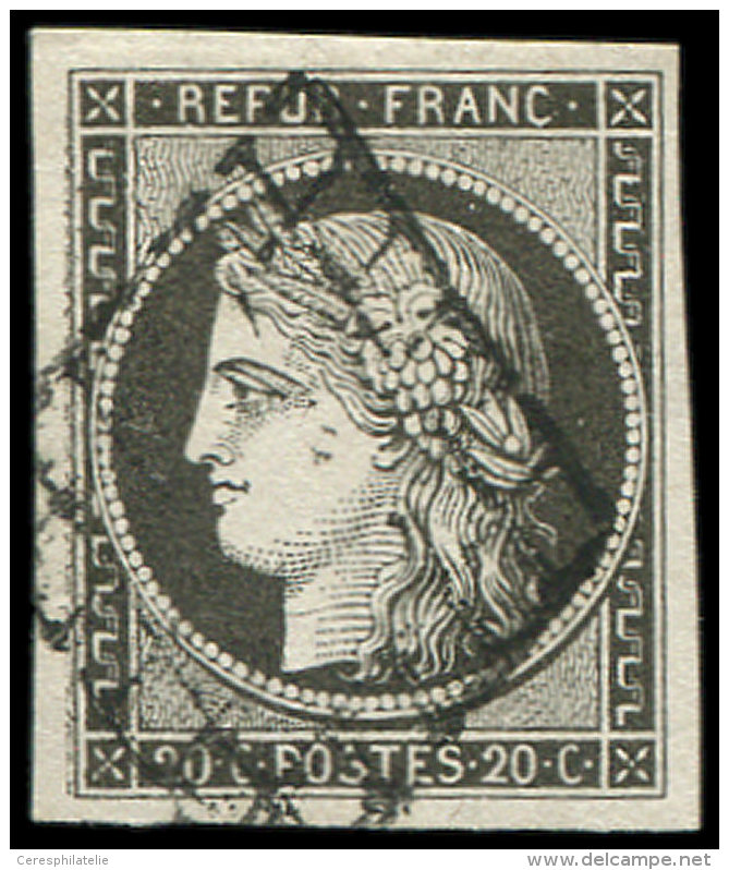 3c   20c. GRIS NOIR, Obl. GRILLE, TTB - Autres & Non Classés