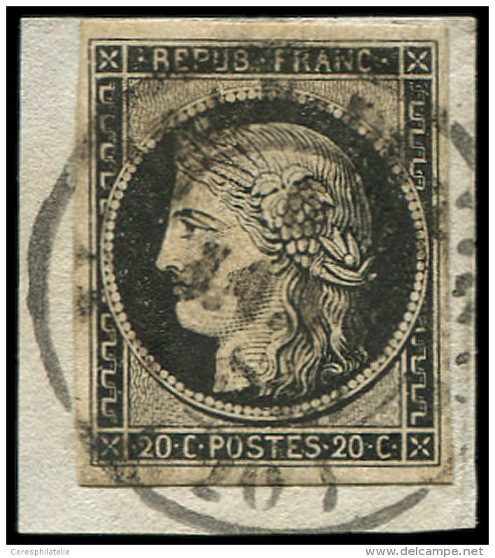 3    20c. Noir Sur Jaune, Obl. C&agrave;d T14 St JEAN De LOSNE 6 JANV 1849 S. Fragt, TB - Autres & Non Classés