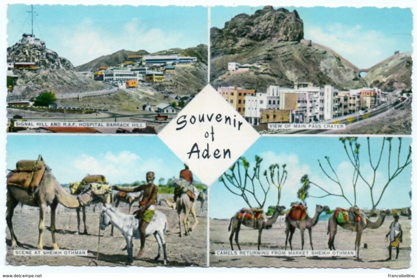 ADEN/YEMEN - VIEWS (SIGNAL HILL AND R.A.F. HOSPITAL BARRACK HILL-CAMELS RETURNING FROM MARKET SHEIKH OTHMAN) - Yemen