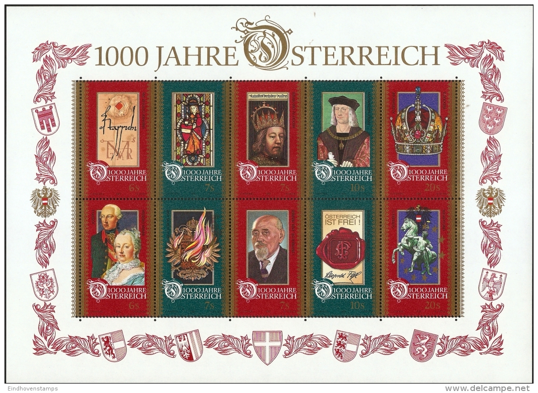 Austria 1996 1000 Yr Austrian State Block Issue MNH - History - Maria Theresia - Habsburg - Renner - Sonstige & Ohne Zuordnung