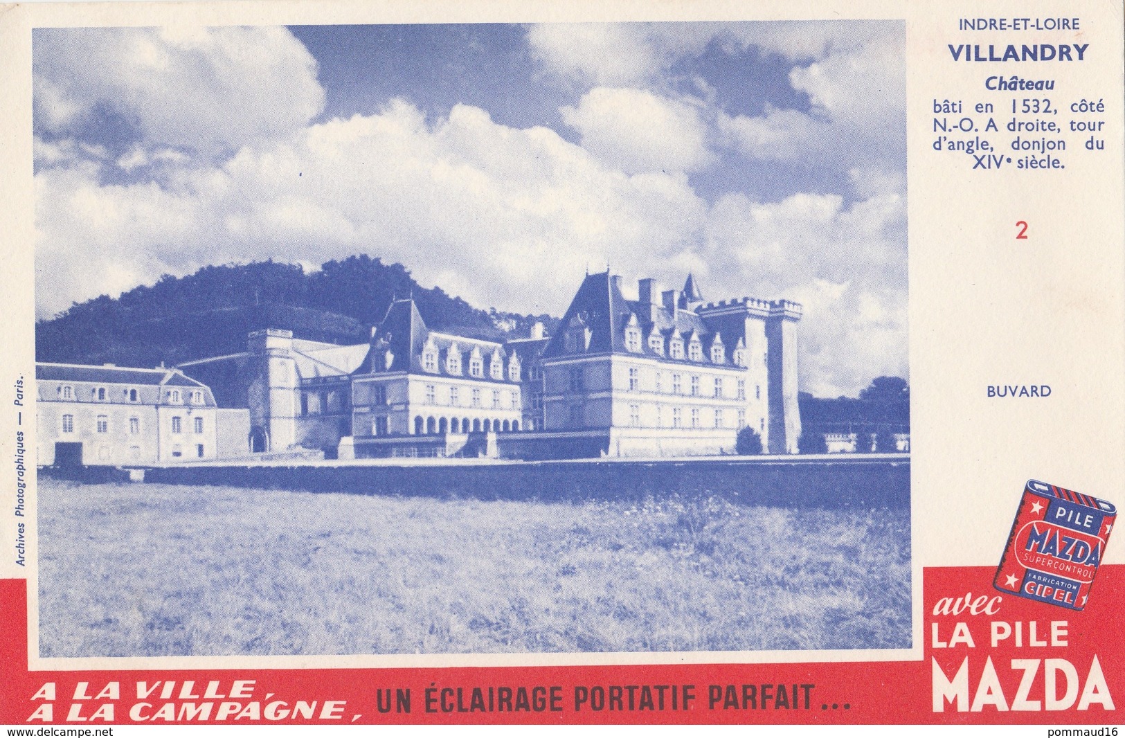 Buvard A La Ville, à La Campagne, Un éclairage Portatif Parfait Avec La Pile Mazda - Villandry Château - Piles