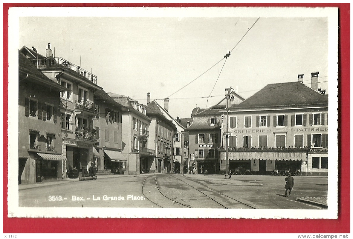 PRV-20  Bex La Grande Place, Confiserie, Lignes De Tramway. Cachet 1945 - Bex