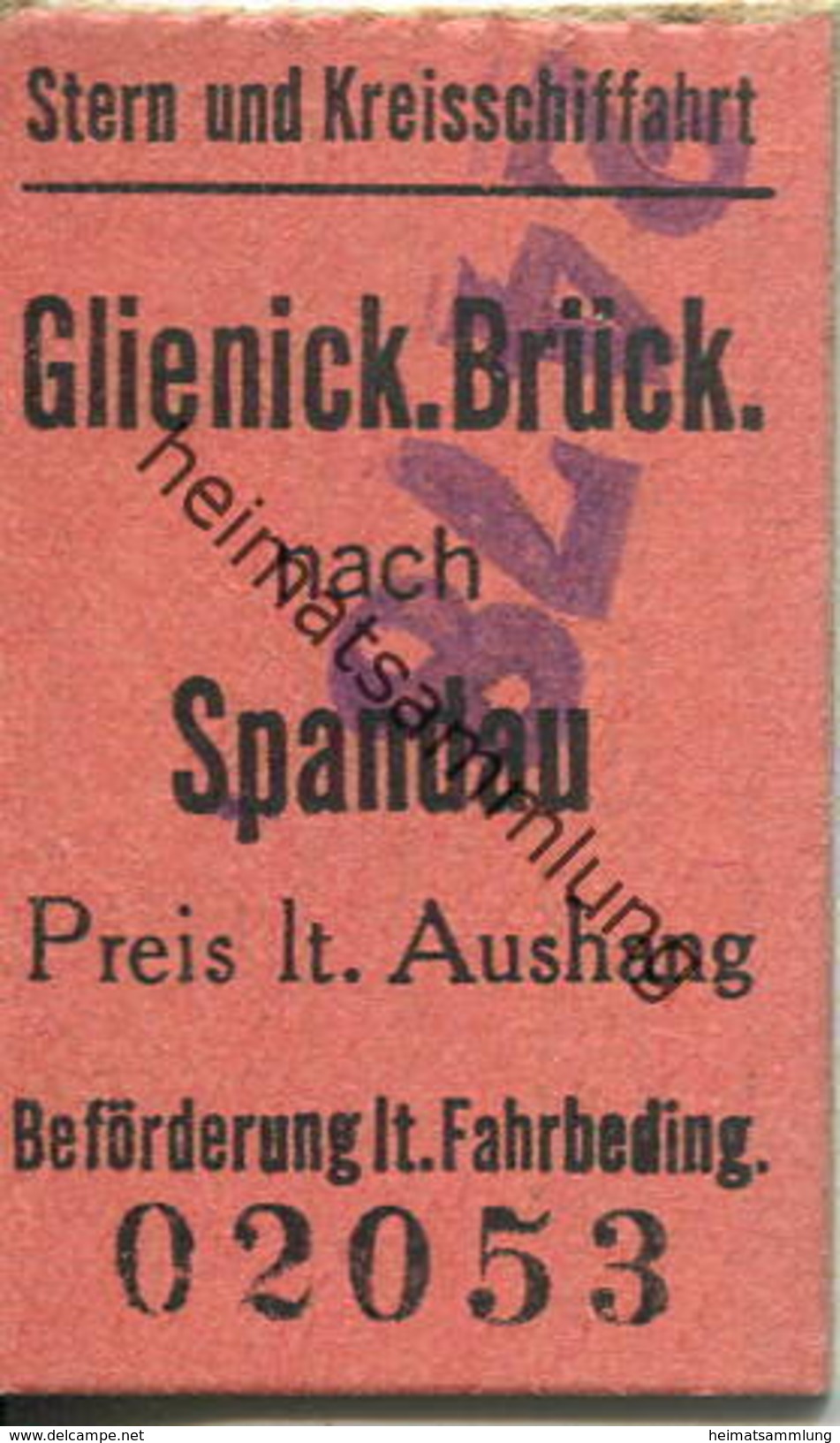 Deutschland - Berlin - Berlin - Stern Und Kreisschiffahrt - Fahrkarte Glienicker Brücke Nach Spandau - Europa