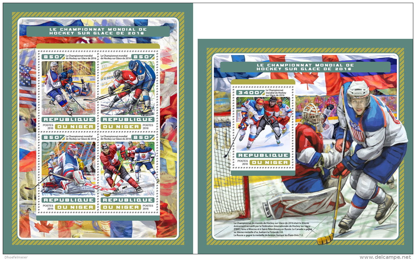 NIGER 2016 ** Ice Hockey Wold Championsgip 2016 Eishockey Hockey Sur Glace M/S+S/S - OFFICIAL ISSUE - A1706 - Eishockey
