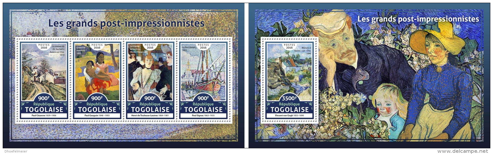 TOGO 2016 ** Post-Impressionists Große Postimpressionisten M/S+S/S - OFFICIAL ISSUE - A1706 - Impressionismus