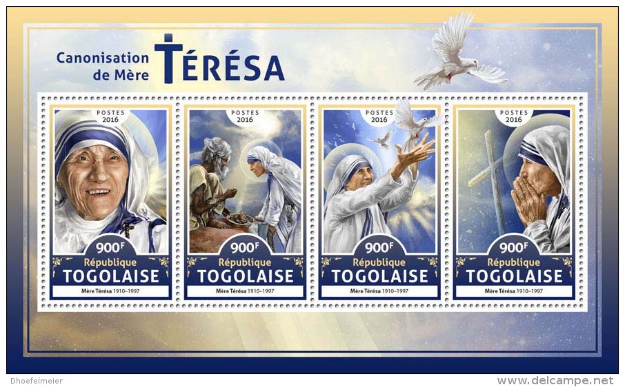TOGO 2016 ** Canonisation Mother Teresa Heiligsprechnung Mutter Teresa M/S - OFFICIAL ISSUE - A1706 - Mère Teresa