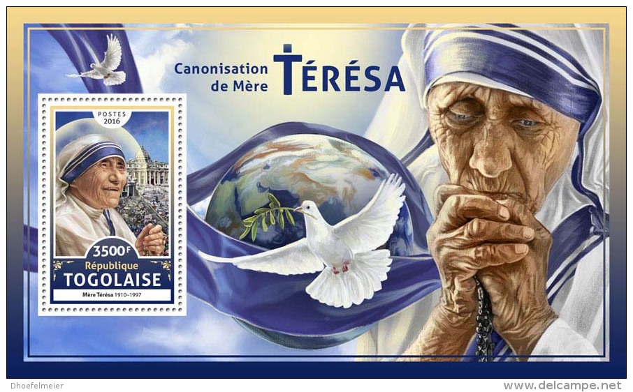 TOGO 2016 ** Canonisation Mother Teresa Heiligsprechnung Mutter Teresa S/S - OFFICIAL ISSUE - A1706 - Mutter Teresa