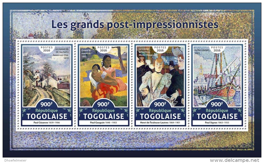 TOGO 2016 ** Post-Impressionists Cezanne Gauguin Toulouse-Lautrec Signac M/S - IMPERFORATED - A1706 - Impressionismus