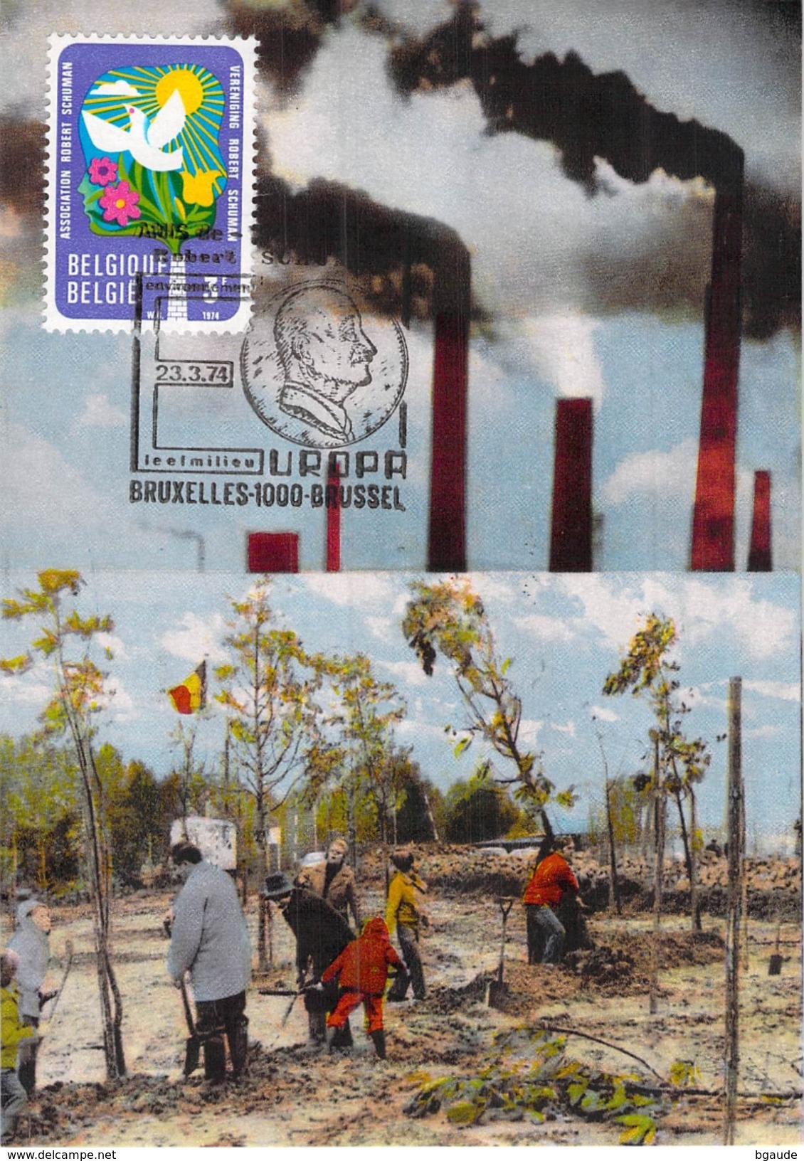 BELGIQUE CARTE MAXIMUM NUM.YVERT 1700 ENVIRONNEMENT LUTTE CONTRE LES FUMEES NOCIVES - 1971-1980