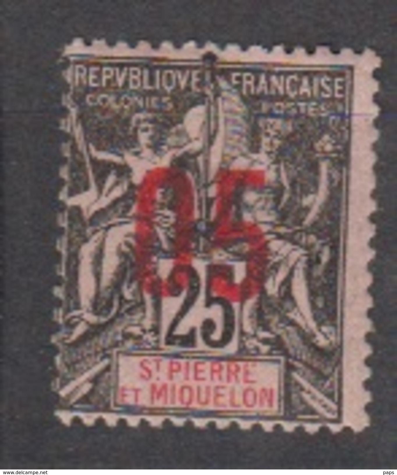 S.P.M.-1912-N°98* 05 SUR 0.25 - Unused Stamps