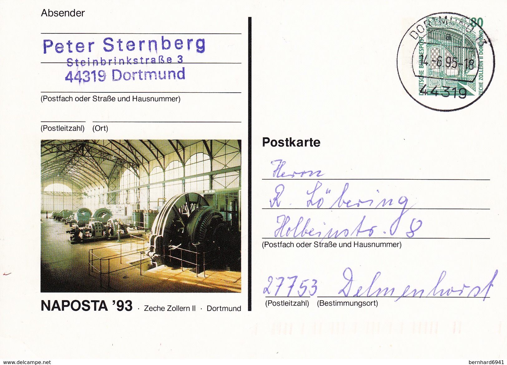 NPP 154 C2/5 NAPOSTA´93 Zeche Zollern II, Dortmund 13 - Private Postcards - Used