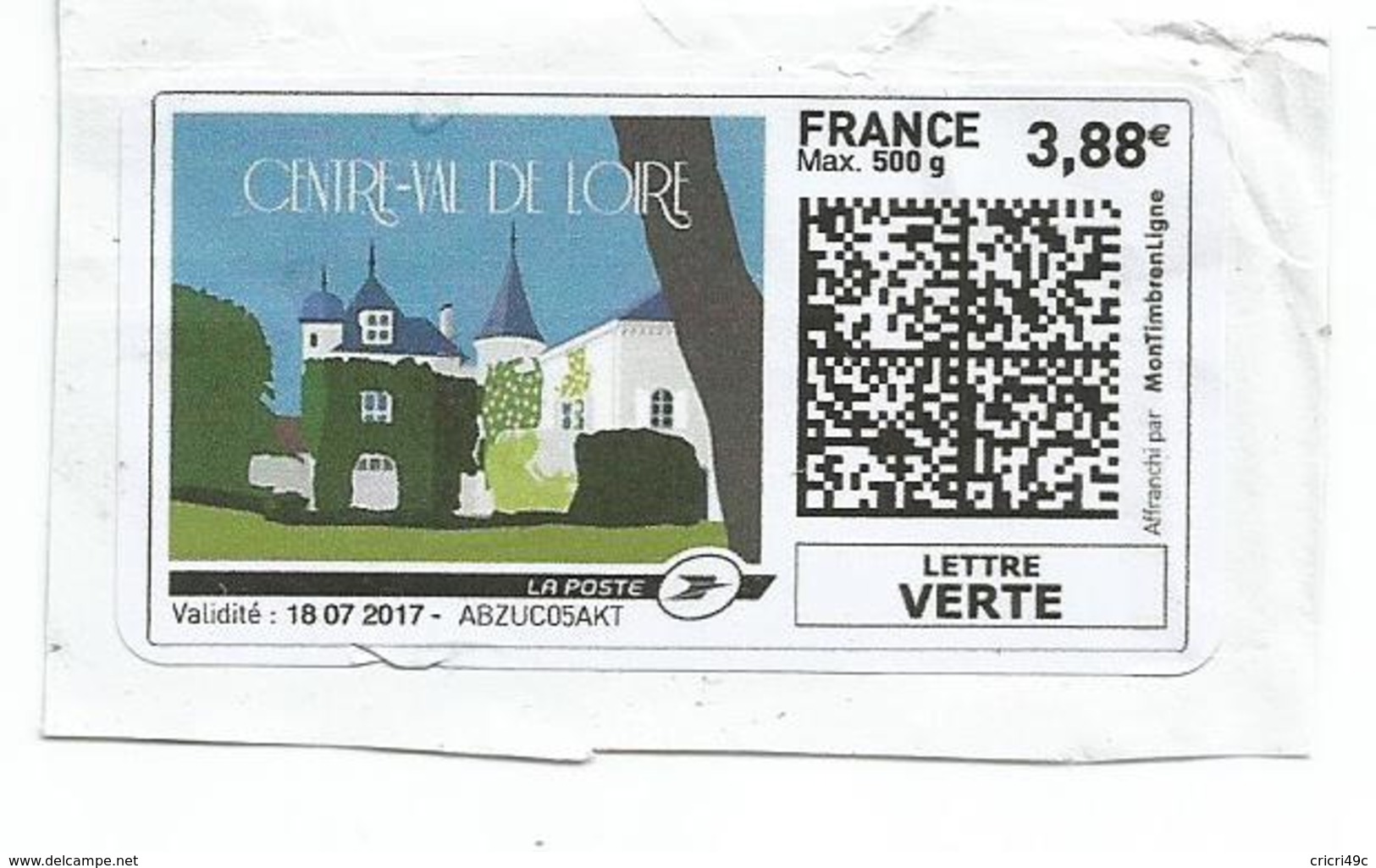 France,Mon Timbre En Ligne, Région Centre Val De Loire 2017 - Other & Unclassified