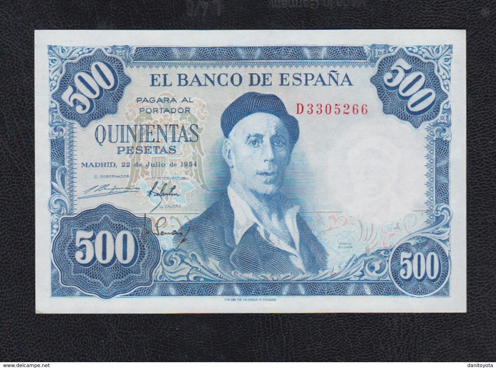 EDIFIL D69b.   500 PTAS 22 DE JULIO DE 1954.   IGNACIO ZULOAGA.  SERIE D - 500 Pesetas